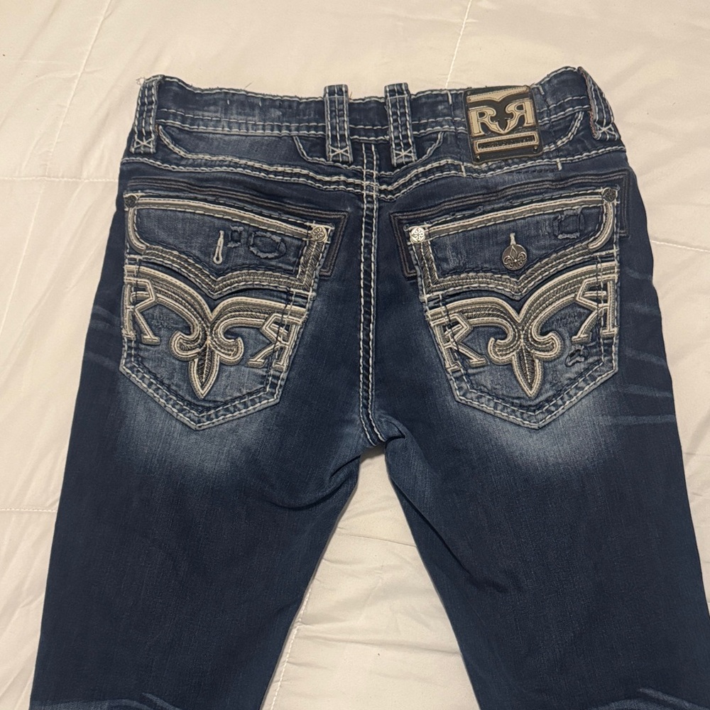 Rock Revival Dark Blue Jeans with Embroidered Details
